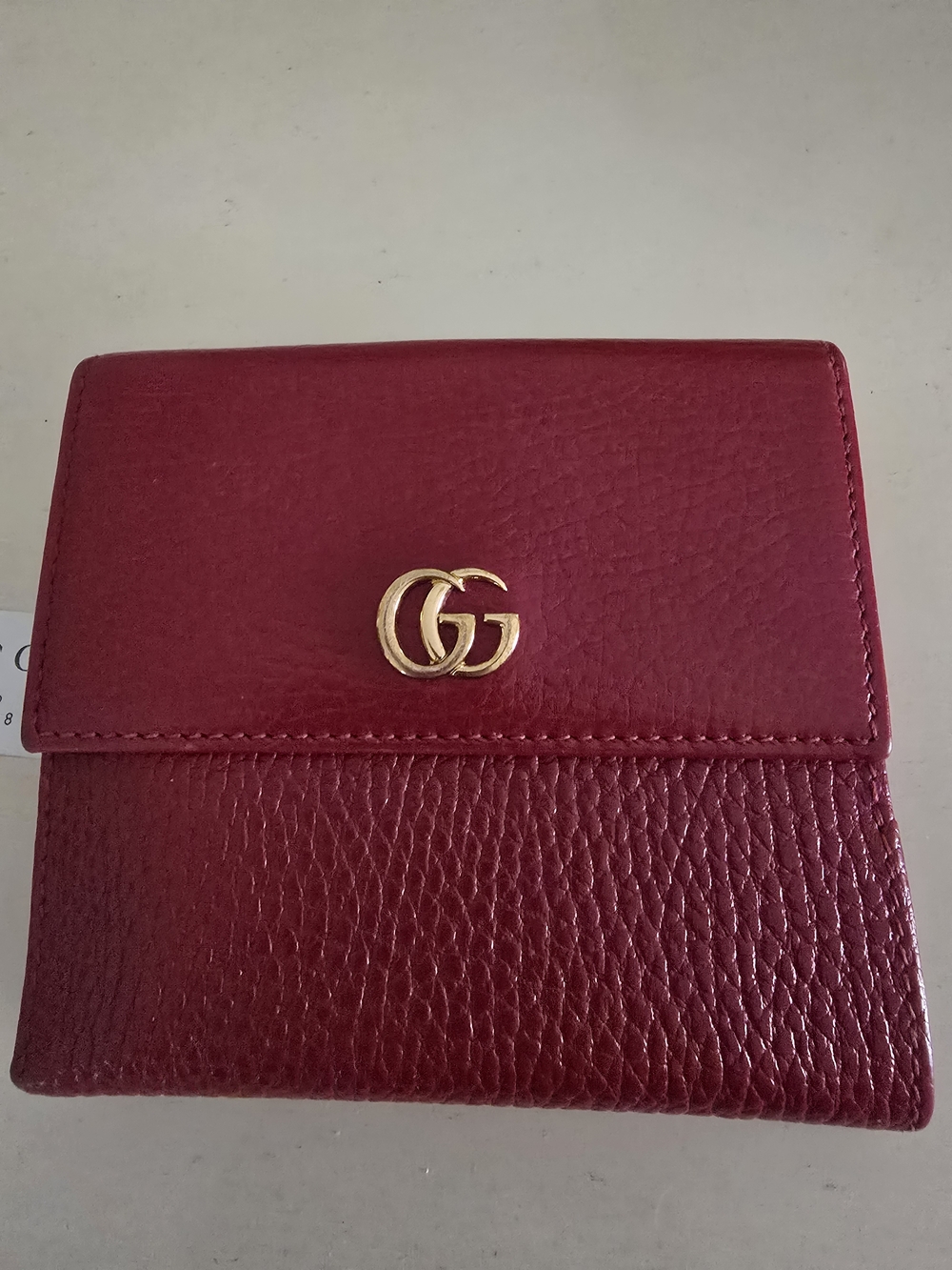 Gucci Burgundy Leather Wallet with Gold Double G
